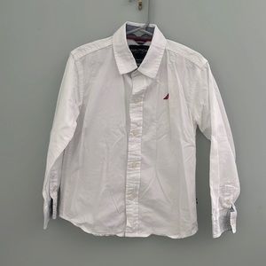 Nautica boys white dress shirt - 100% cotton. Size 5-6
